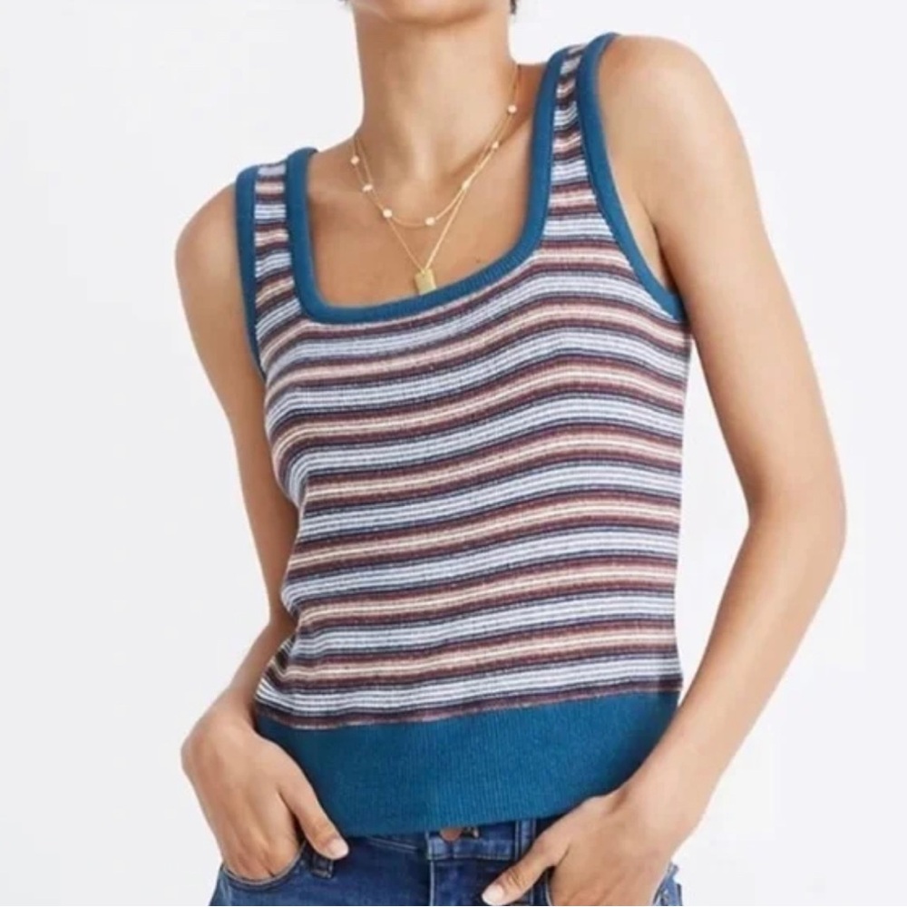 Madewell Multicolor Striped Tank Top knitted size medium.